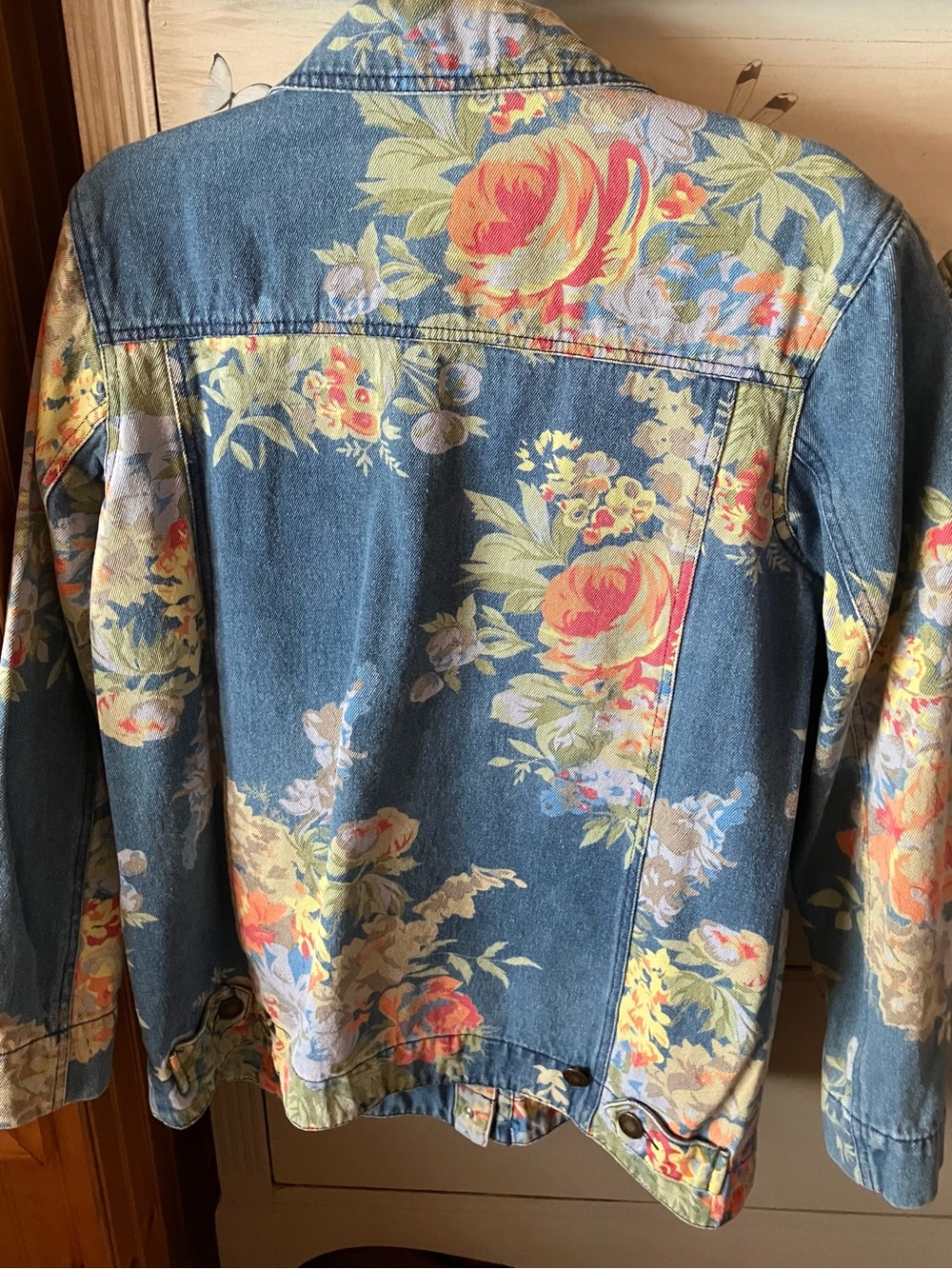 Susan Graver Blue Floral Jean Jacket - Picture 2 of 3